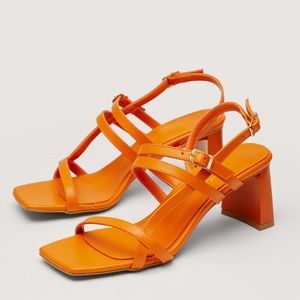 Strappy Faux Leather Block Heeled Sandals